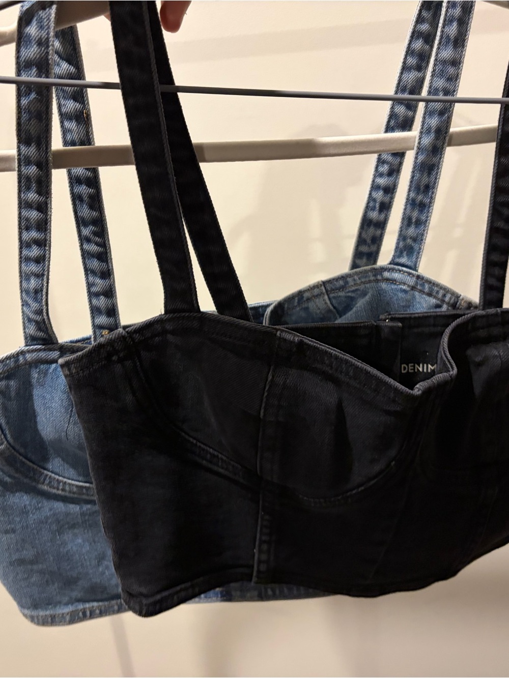 Denim Forum Blue Denim Bustier Crop Top